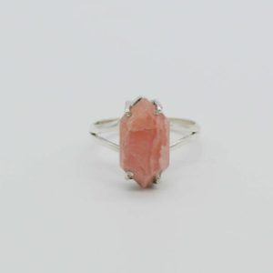 Shop Rhodochrosite Jewelry! Rhodochrosite Ring, 925 Silver Rings, 8×15 mm Hexagon Rhodochrosite Ring, Gemstone Ring, Sterling Silver Rings, Gift For Wife, Women Rings | Natural genuine Rhodochrosite jewelry. Buy crystal jewelry, handmade handcrafted artisan jewelry for women.  Unique handmade gift ideas. #jewelry #beadedjewelry #beadedjewelry #gift #shopping #handmadejewelry #fashion #style #product #jewelry #affiliate #ad