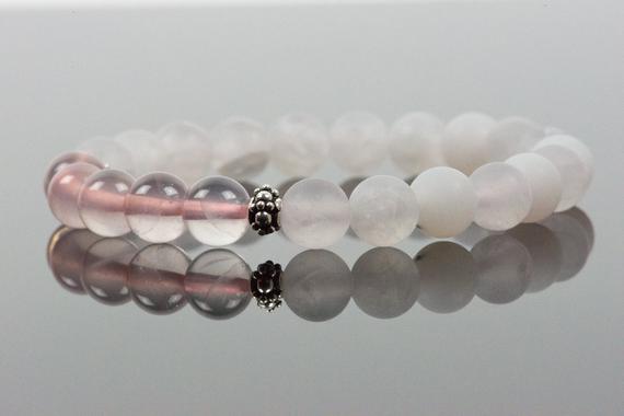 Rose Quartz Bracelet, Heart Chakra Healing Gemstone, Handmade Gemstone Jewelry