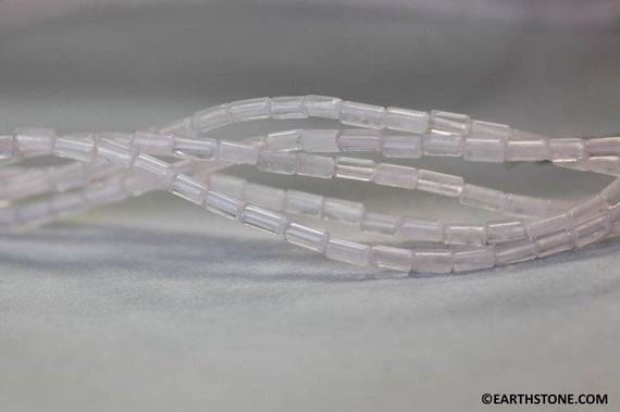 S/ Rose Quartz 2x4mm Tube Beads 15.5" Strand Pale Pink Quartz Gemstone Beads For Jewelry Making