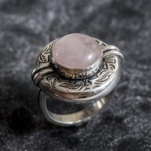 Shop Rose Quartz Rings! Pink Vintage Ring, Natural Rose Quartz, Milky Pink Ring, Large Pink Ring, Statement Ring, Ancient Egyptian Ring, Celtic Ring, Adina Stone | Natural genuine Rose Quartz rings, simple unique handcrafted gemstone rings. #rings #jewelry #shopping #gift #handmade #fashion #style #affiliate #ad