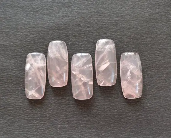 Natural Rose Quartz, Smooth Polish Back Side Flat Semiprecious Loose Gemstones, Both Side Hand Polish, Pink Color Stone, 16x35mm #ar9968