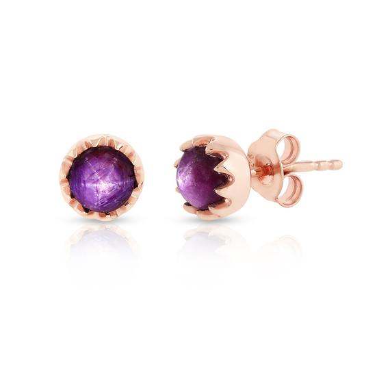 Star Ruby Stud Earrings, July Birthstone Gift, Minimalist Earrings, Elegant Earrings, Bridesmaid Gift, Gemstone Jewelry, Dainty Earrings