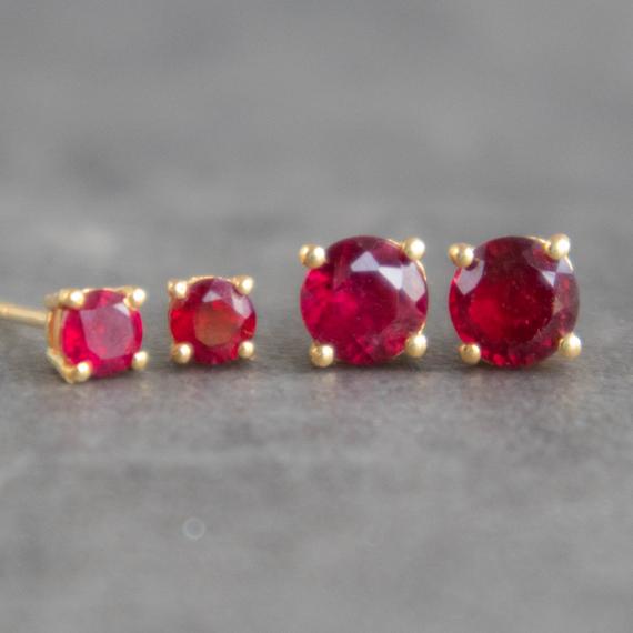Ruby Stud Earrings, Ruby Earrings Studs, Ruby Jewelry, Gold Ruby Earrings, Birthstone Jewelry, 40th Anniversary Gift For Wife, Ruby Studs