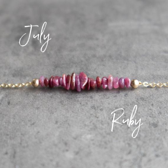 Ruby Necklace, Raw Ruby Jewelry, July Birthstone Necklaces For Women, Ruby Anniversary Gifts