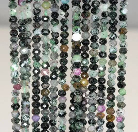 4x3mm Dark Ruby Zoisite Gemstone Grade B Faceted Rondelle Loose Beads 16 Inch Full Strand (90192083-341)