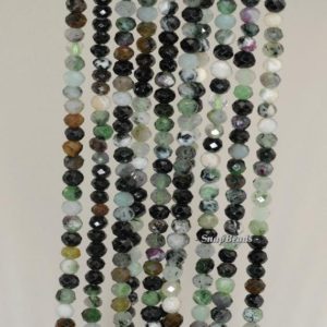 Shop Ruby Zoisite Faceted Beads! 4x3mm Green Ruby Zoisite Gemstone Grade B Faceted Rondelle Loose Beads 16 inch Full Strand (90192087-343) | Natural genuine faceted Ruby Zoisite beads for beading and jewelry making.  #jewelry #beads #beadedjewelry #diyjewelry #jewelrymaking #beadstore #beading #affiliate #ad