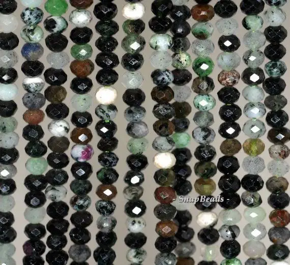 5x3mm Dark Ruby Zoisite Gemstone Grade B Faceted Rondelle Loose Beads 16 Inch Full Strand (90191937-343)