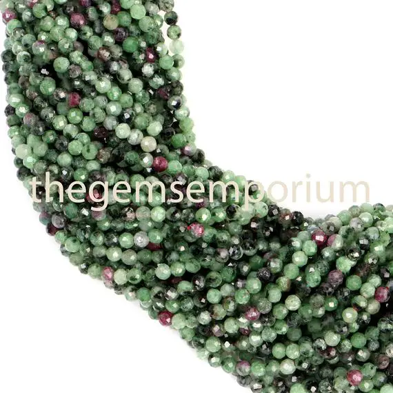 Ruby Zoisite Faceted Round Beads, Ruby Zoisite Round Beads, Ruby Zoisite Machine Cut Beads, Rubu Zoisite Diamond Cut Faceted Beads