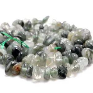 Shop Rutilated Quartz Chip & Nugget Beads! 6-7MM Green Rutilated Quartz Gemstone Pebble Nugget Chip Loose Beads 7.5 inch  (80001850 H-A25) | Natural genuine chip Rutilated Quartz beads for beading and jewelry making.  #jewelry #beads #beadedjewelry #diyjewelry #jewelrymaking #beadstore #beading #affiliate #ad