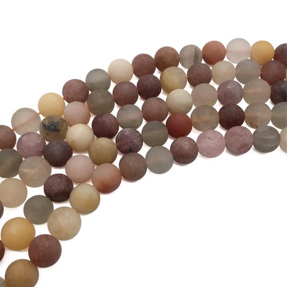 8mm Matte Multicolor Rutilated Quartz Beads, Round Gemstone Beads, Wholesale Beads