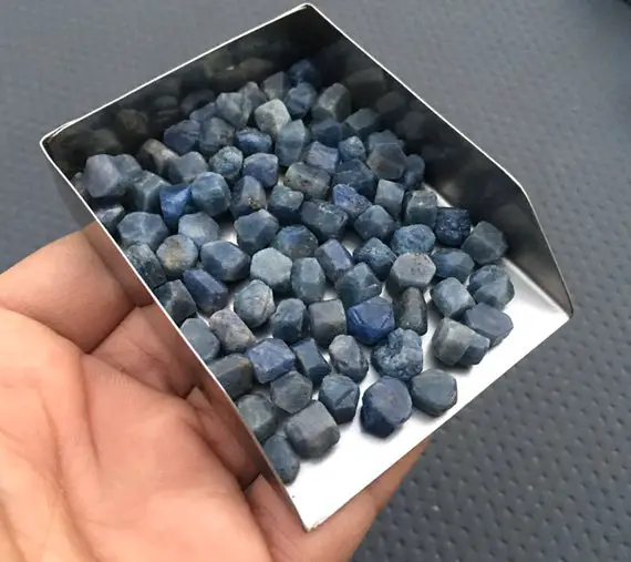 15 Pieces Natural Rough 6-8 Mm Raw, Genuine Sapphire Rough,natural Blue Sapphire Gemstone,blue Sapphire Loose Gemstone,raw Blue Sapphire Lot