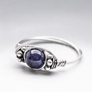 Genuine Sapphire Bali Sterling Silver Wire Wrapped Gemstone BEAD Ring – Made to Order, Ships Fast! | Natural genuine Gemstone rings, simple unique handcrafted gemstone rings. #rings #jewelry #shopping #gift #handmade #fashion #style #affiliate #ad