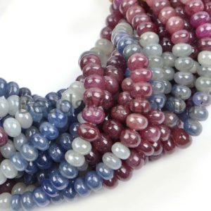 Shop Sapphire Beads! Natural Multi Sapphire Smooth Rondelle Beads, 6-8 Mm Multi Sapphire Plain Beads, Sapphire Smooth Rondelle Beads, Sapphire Natural Beads | Natural genuine beads Sapphire beads for beading and jewelry making.  #jewelry #beads #beadedjewelry #diyjewelry #jewelrymaking #beadstore #beading #affiliate #ad