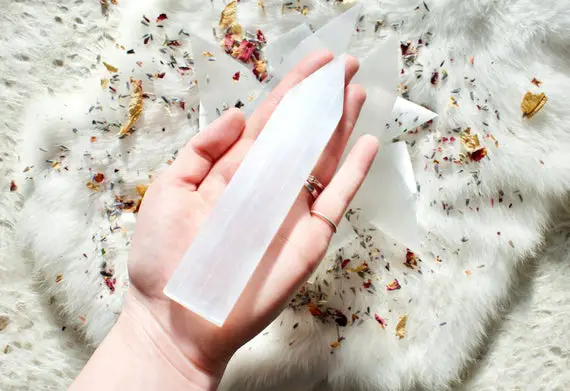 Pointed Selenite Rectangle Charging Plate // Selenite Specimen // Metaphysical Crystal // Stone Charging Plates // Village Silversmith