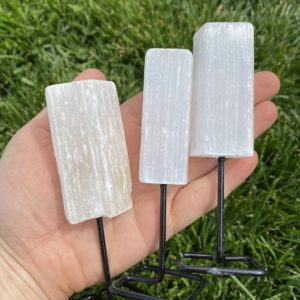 Shop Selenite Points & Wands! Raw Selenite Stone on metal stand – Raw Selenite Crystal wand – raw selenite wand – raw Selenite Stone stand – Selenite chunk | Natural genuine stones & crystals in various shapes & sizes. Buy raw cut, tumbled, or polished gemstones for making jewelry or crystal healing energy vibration raising reiki stones. #crystals #gemstones #crystalhealing #crystalsandgemstones #energyhealing #affiliate #ad