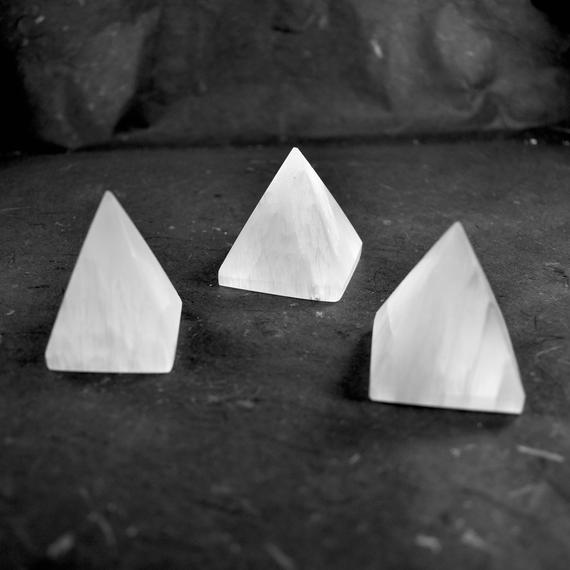 Short White Selenite Pyramid // Polished Selenite // Crystal Pyramid // Selenite Decor // Metaphysical Crystal // Village Silversmith