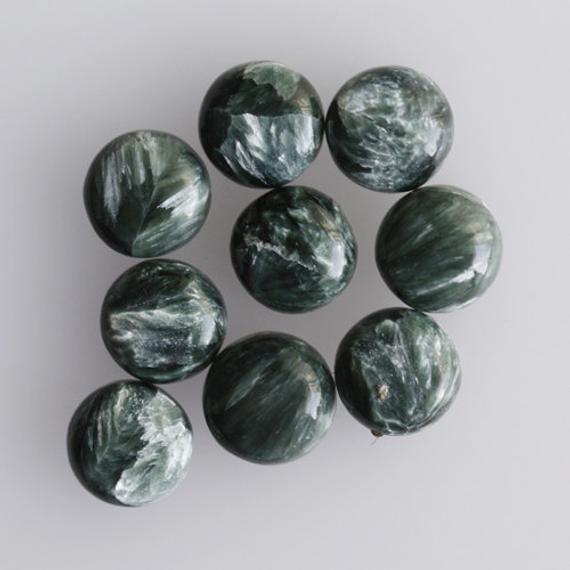 Seraphinite, Natural Seraphinite Cabochon, Round Seraphinite Gemstone, Gemstone For Jewelry, Loose Gemstones, Calibrated Seraphinite Sizes