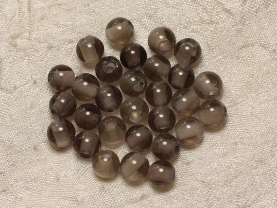 2pc - Perles De Pierre Perçage 2.5mm - Quartz Fumé 8mm  4558550025968
