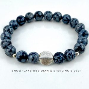 Shop Snowflake Obsidian Bracelets! Snowflake Obsidian Bracelet, Sterling Silver | Natural genuine Snowflake Obsidian bracelets. Buy crystal jewelry, handmade handcrafted artisan jewelry for women.  Unique handmade gift ideas. #jewelry #beadedbracelets #beadedjewelry #gift #shopping #handmadejewelry #fashion #style #product #bracelets #affiliate #ad