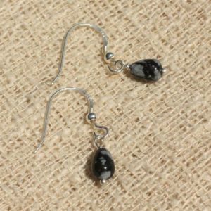Shop Snowflake Obsidian Earrings! Boucles oreilles Argent 925 – Obsidienne Flocon Gouttes 7x5mm | Natural genuine Snowflake Obsidian earrings. Buy crystal jewelry, handmade handcrafted artisan jewelry for women.  Unique handmade gift ideas. #jewelry #beadedearrings #beadedjewelry #gift #shopping #handmadejewelry #fashion #style #product #earrings #affiliate #ad