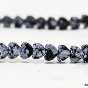 Shop Snowflake Obsidian Beads! S-M/ Snowflake Obsidian 4mm/ 6mm/ 8mm Heart Beads 15.5" strand Black and White Gemstone Cute Small size heart beads | Natural genuine beads Snowflake Obsidian beads for beading and jewelry making.  #jewelry #beads #beadedjewelry #diyjewelry #jewelrymaking #beadstore #beading #affiliate #ad
