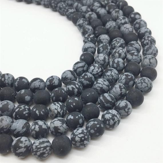 10mm Matte Snowflake Obsidian Beads, Round Gemstone Beads, Wholesale Beads