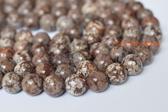 15.5“ Natural Chinese Snowflake Obsidian 6mm/8mm/10mm Round Beads,coffee Grey Semi-precious Stone, Autumn Brown Leaf Color Stone Beads,