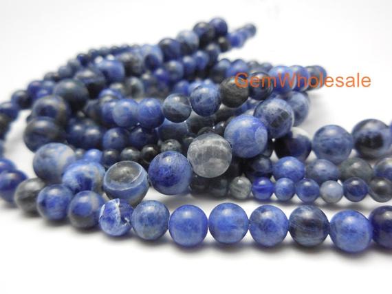 15.5" 4mm/6mm/8mm High Quality Natural Sodalite Stone Round Beads ,dark Blue Gemstone,semi Precious Stone,jewelry Wholesaler From China