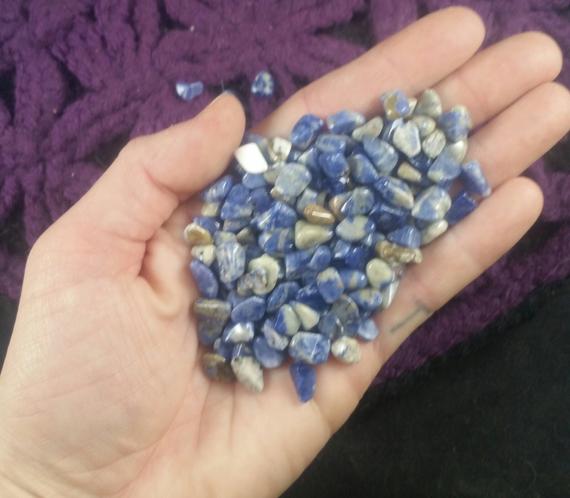 50g Blue Sodalite Tumbled Chips Stones Polished Crystals Small Tiny Chips Pebbles Bulk Gridding Parcel Wholesale Xs Roller Ball Vial