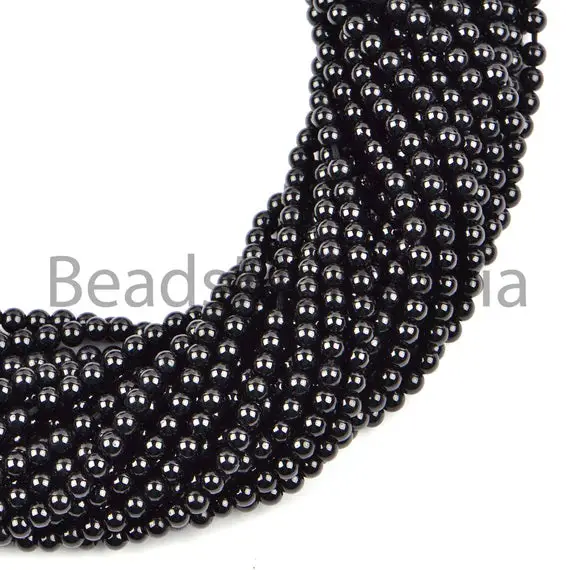 Black Spinel Plain Round Natural Beads, Black Spinel Plain Beads, Black Spinel Smooth Beads, Spinel Round Natural Beads, Black Spinel Beads