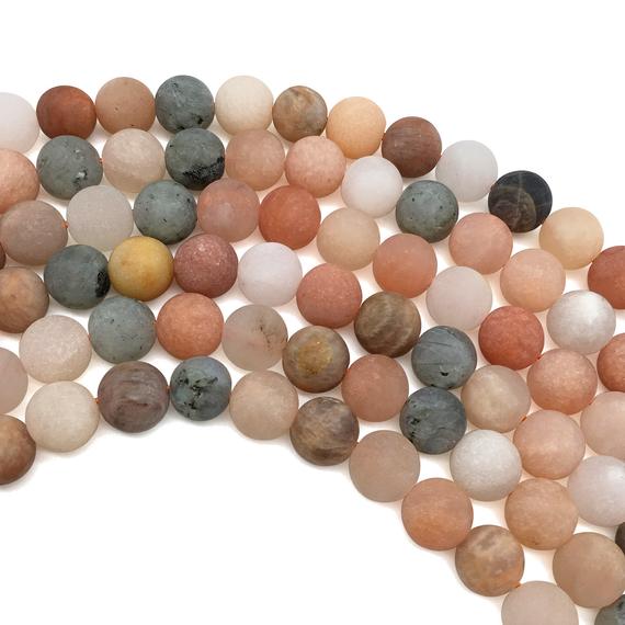 8mm Matte Sunstone Beads, Orange Sunstone Beads, Round Gemstone Beads, Wholesale Beads