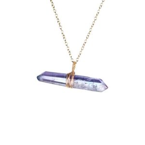 Shop Tanzanite Pendants! Aura quartz necklace, blue crystal necklace, aqua aura pendant, healing crystal jewelry, a tanzanite aura wand on a 14k gold filled chain | Natural genuine Tanzanite pendants. Buy crystal jewelry, handmade handcrafted artisan jewelry for women.  Unique handmade gift ideas. #jewelry #beadedpendants #beadedjewelry #gift #shopping #handmadejewelry #fashion #style #product #pendants #affiliate #ad