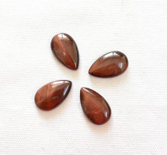 Teardrop Shape Cabochon, Red Tiger's Eye, 4 Pieces Lot, Smooth Polished Tiger Eye Loose Gemstone For Jewelry, 14x23mm #ar9900