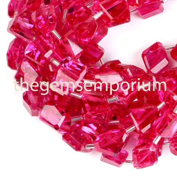 Ruby Cubic Zirconia Faceted Nuggets Beads, Ruby Cubic Zirconia Nugget, Cubic Zirconia Nugget Beads, Ruby Cubic Zirconia Beads, Ruby Cz Beads