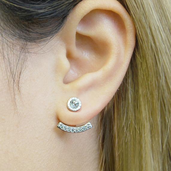 Silver Ear Jackets, Silver Studs, Silver Earrings, Earring Jackets, White Topaz, Birthstone Earring Jacket, Gifts For Friend, Embers Jewelry