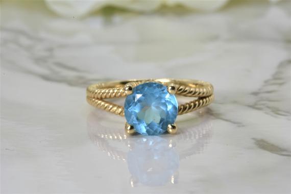 London Blue Topaz Ring | Blue Topaz Ring In 14kt Gold | Gold Ring | Gift For Her | Blue Topaz Ring | Engagement Ring | Birthday Gift