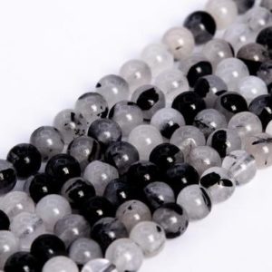Genuine Natural Black Rutilated Quartz, Tourmalinated Quartz Loose Beads Grade A Round Shape 4mm | Natural genuine round Tourmalinated Quartz beads for beading and jewelry making.  #jewelry #beads #beadedjewelry #diyjewelry #jewelrymaking #beadstore #beading #affiliate #ad