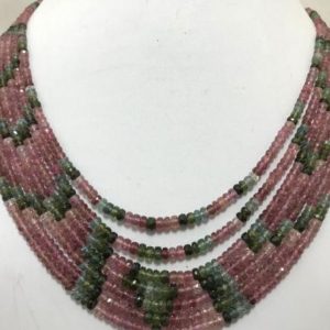 Shop Tourmaline Necklaces! ON SALE 7 Strand Multi Tourmaline Necklace Faceted Rondelle Beaded Necklace ,Rare Multi tourmaline necklace, 3 to 4.5 mm Beads | Natural genuine Tourmaline necklaces. Buy crystal jewelry, handmade handcrafted artisan jewelry for women.  Unique handmade gift ideas. #jewelry #beadednecklaces #beadedjewelry #gift #shopping #handmadejewelry #fashion #style #product #necklaces #affiliate #ad