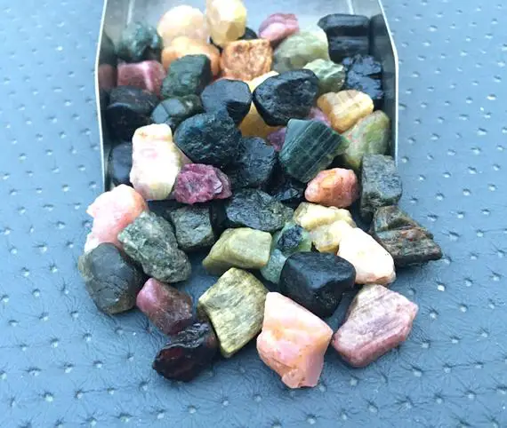 10 Pieces Big Size Rough 12-14 Mm Raw,natural Multi Tourmaline Gemstone,multi Colored Tourmaline Raw Stone, Rainbow Raw Crystal Rough Stone
