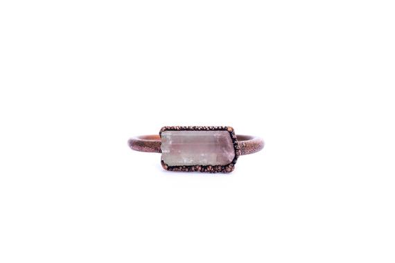 Bicolor Tourmaline Ring | Raw Tourmaline Ring | Electroformed Tourmaline Ring | Bicolor Tourmaline Ring | Bicolor Tourmaline Bar Ring