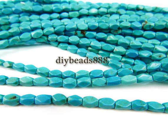 Turquoise,15 Inch Full Strand Blue Turquoise Faceted Nugget Beads,irregular Beads,gemstone Beads 4x7mm