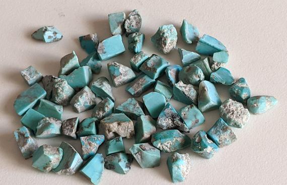 8-10mm Arizona Turquoise Rough Stones, Raw Turquoise, Loose Rough Turquoise Gemstones, Undrilled (5pcs T0 50pcs Options) - Adg321