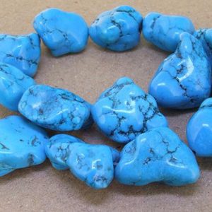 Shop Turquoise Chip & Nugget Beads! Free Nugget  Blue Turquoise Gemstone Beads —-20mm-26mm—- 14Pieces—-16 inch strand | Natural genuine chip Turquoise beads for beading and jewelry making.  #jewelry #beads #beadedjewelry #diyjewelry #jewelrymaking #beadstore #beading #affiliate #ad