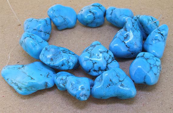 Free Nugget  Blue Turquoise Gemstone Beads ----20mm-26mm---- 14pieces----16 Inch Strand