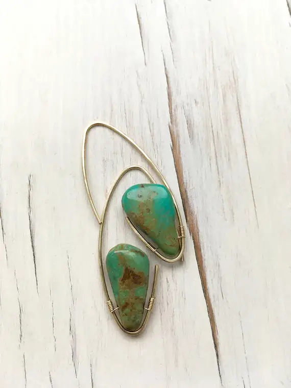 Turquoise  Earring Turquoise Tear Hoop Modern Turquoise Tear Hoop Turquoise Jewelry