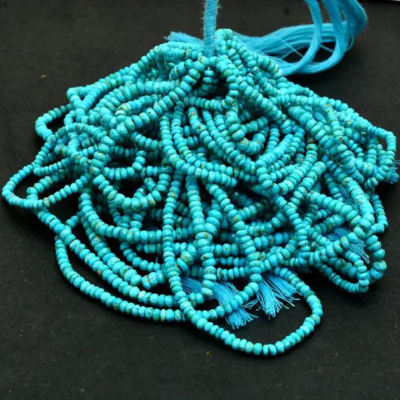 Genuine Turquoise 3mm To 5mm Rondelle Faceted Beads| 13"inch Strand | Natural Arizona Turquoise Semi Precious Gemstone Beads | Aaa Quality |