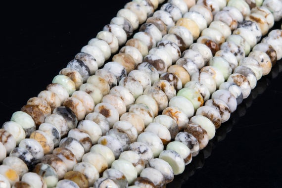Genuine Natural Lemon Chrysoprase Loose Beads Brown White Faceted Rondelle Shape 8x4mm 10x5mm