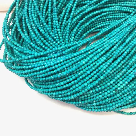 Turquoise Micro Faceted Beads 2mm 3mm Tiny Chinese Turquoise Beads Small Bright Green Blue Gemstone Spacers December Birthstone Supplies