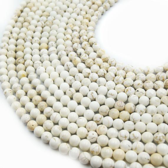 White Buffalo Turquoise Beads | Natural Gemstone Beads | Smooth Matte Faceted | 4mm 6mm 8mm 10mm 12mm Available