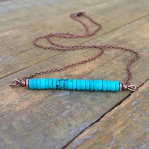 Shop Turquoise Necklaces! Turquoise Necklace, Bar Necklace, Bohemian Jewelry, Copper Jewelry, Turquoise Jewelry, Turquoise Bar Necklace, | Natural genuine Turquoise necklaces. Buy crystal jewelry, handmade handcrafted artisan jewelry for women.  Unique handmade gift ideas. #jewelry #beadednecklaces #beadedjewelry #gift #shopping #handmadejewelry #fashion #style #product #necklaces #affiliate #ad